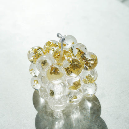 Clear Bubble Cube - Gold