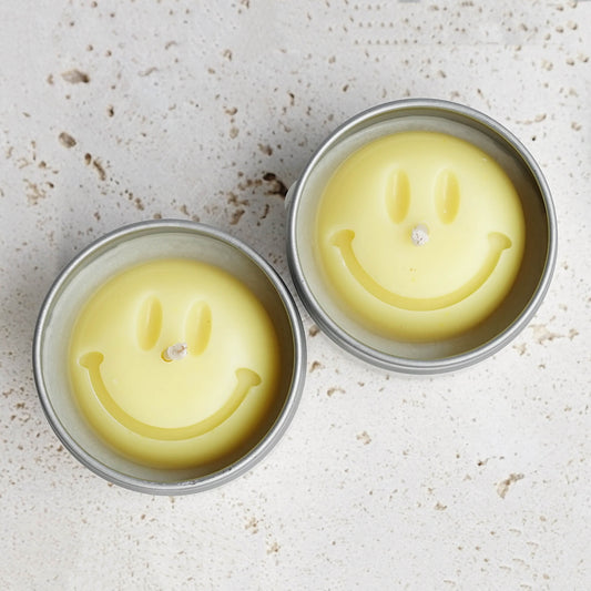 Smiley Tin Candle - Set of 2