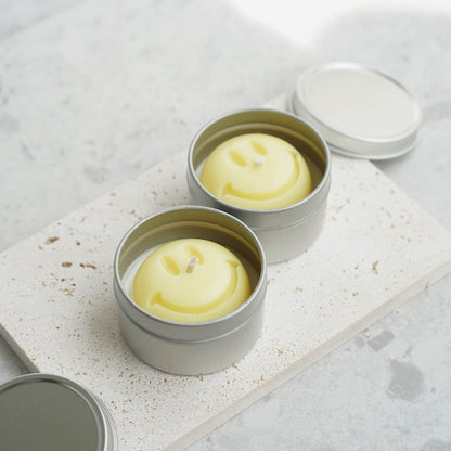 Smiley Tin Candle - Set of 2